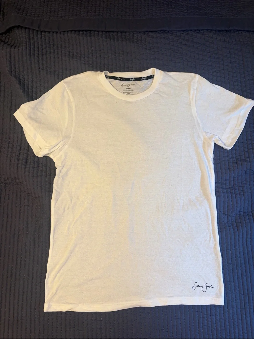 Sean John Men's White Crew Neck Cotton Shirts - 3 Pack